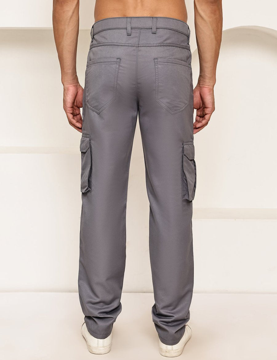 Men's Casual Cotton Blend Cargo Trousers - KGP_157Grey_30