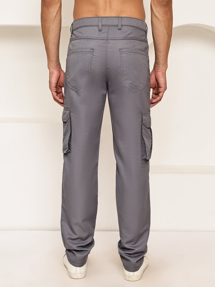 Men's Casual Cotton Blend Cargo Trousers - KGP_157Grey_30