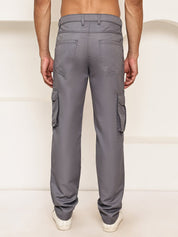 Men's Casual Cotton Blend Cargo Trousers - KGP_157Grey_30