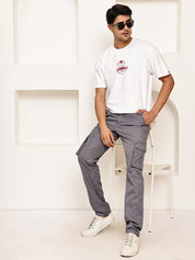 Men's Casual Cotton Blend Cargo Trousers - KGP_157Grey_30