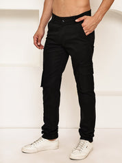 Men's Casual Cotton Blend Cargo Trousers - KGP_157Black_30