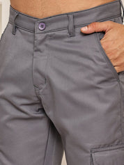 Men's Casual Cotton Blend Cargo Trousers - KGP_157Grey_30