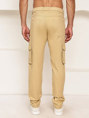 Men's Casual Cotton Blend Cargo Trousers - KGP_157Beige_30