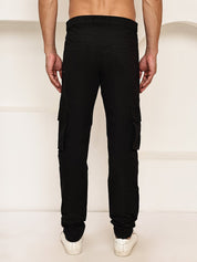 Men's Casual Cotton Blend Cargo Trousers - KGP_157Black_30