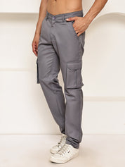 Men's Casual Cotton Blend Cargo Trousers - KGP_157Grey_30