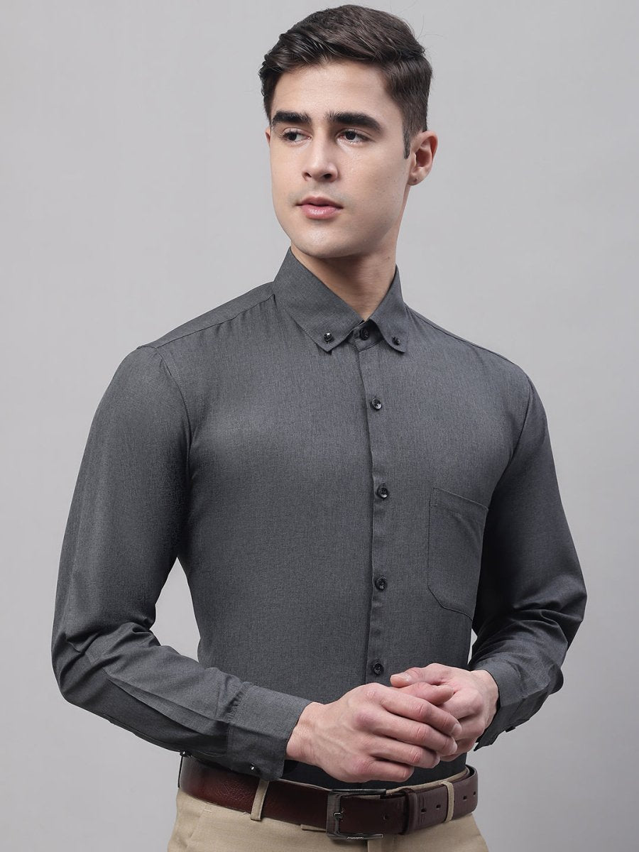 Men's Charcoal Cotton Solid Formal Shirt - SF_734Charcoal_S