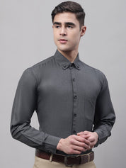 Men's Charcoal Cotton Solid Formal Shirt - SF_734Charcoal_S