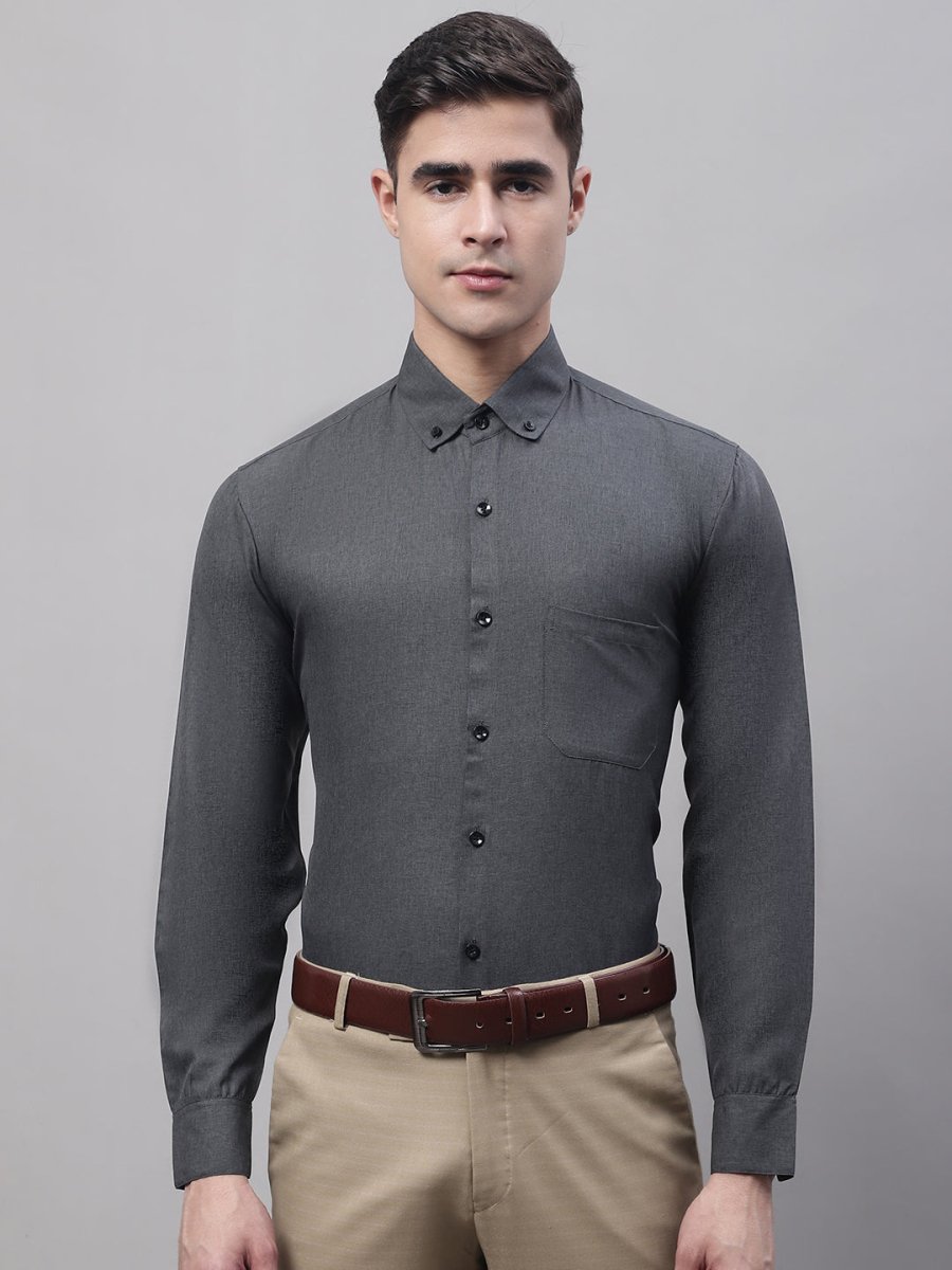 Men's Charcoal Cotton Solid Formal Shirt - SF_734Charcoal_S