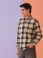 Men's Checked Casual Shirt. - SF_9010Maroon_S
