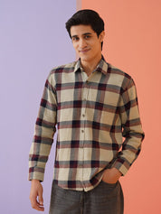 Men's Checked Casual Shirt. - SF_9010Maroon_S