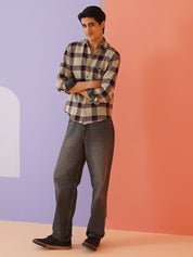 Men's Checked Casual Shirt. - SF_9010Maroon_S