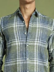 Men's Checked Regular Fit Shirt - SF_9046Green_S