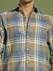 Men's Checked Regular Fit Shirt - SF_9046Brown_S