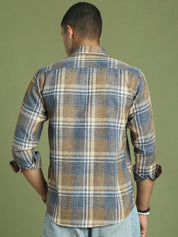 Men's Checked Regular Fit Shirt - SF_9046Brown_S