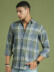Men's Checked Regular Fit Shirt - SF_9046Green_S