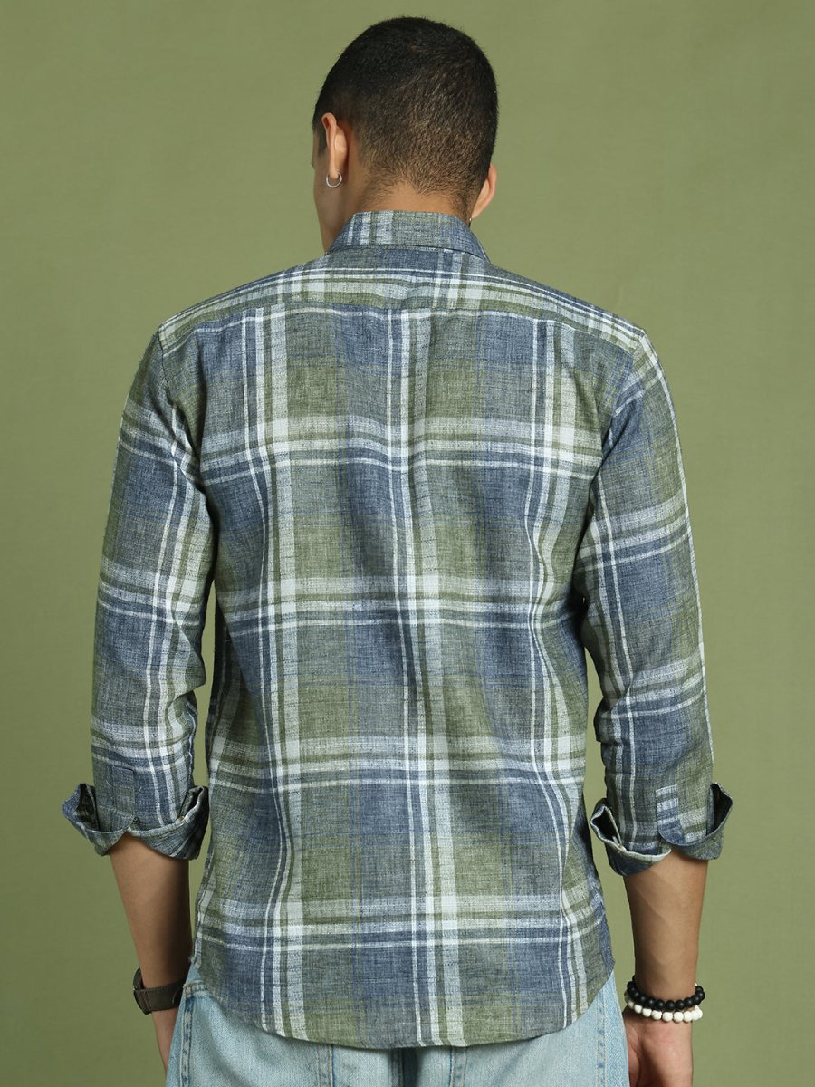 Men's Checked Regular Fit Shirt - SF_9046Green_S