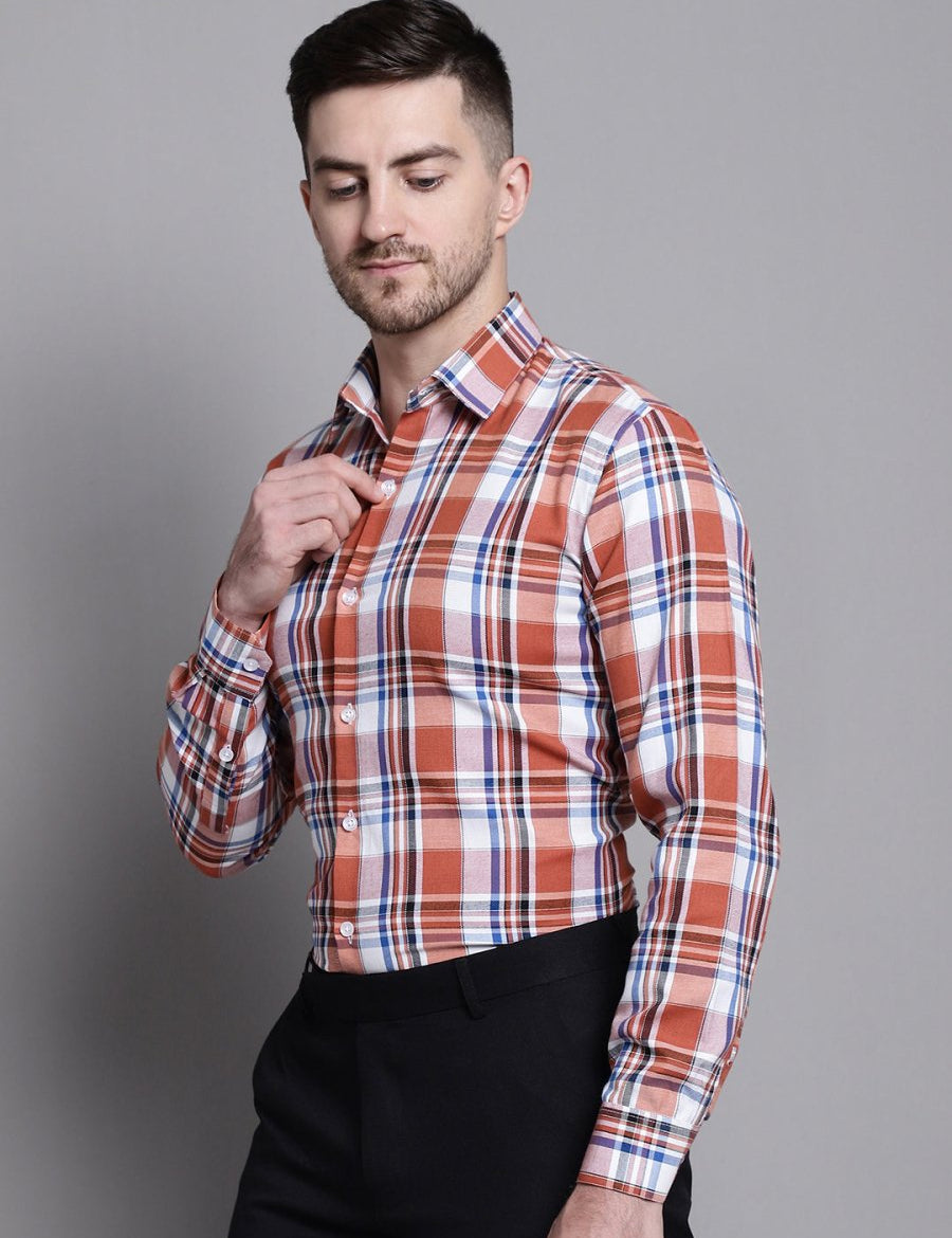 Men's Classic Checks Formal Shirt - SF_892Brown_S