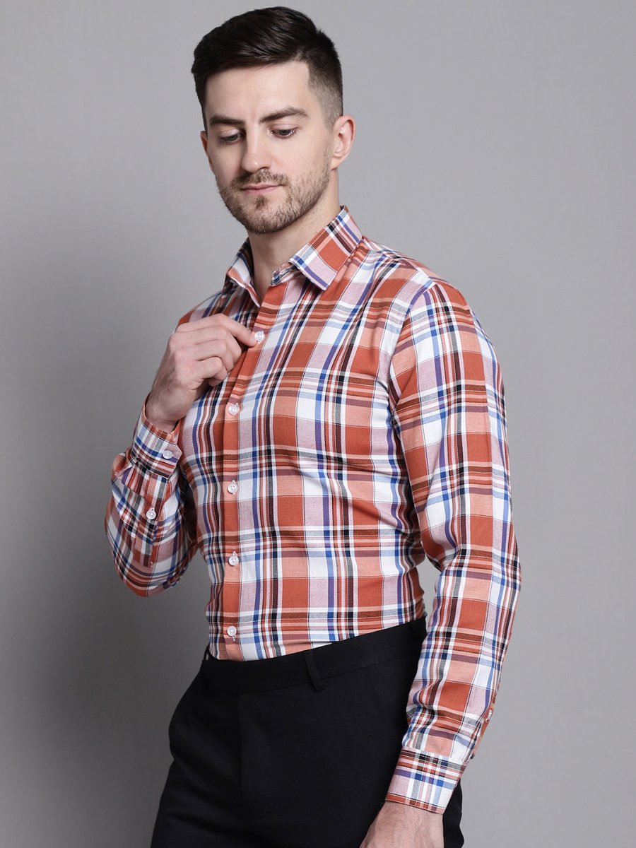 Men's Classic Checks Formal Shirt - SF_892Brown_S