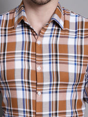 Men's Classic Checks Formal Shirt - SF_892Orange_S