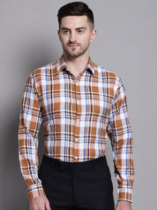 Men's Classic Checks Formal Shirt - SF_892Orange_S