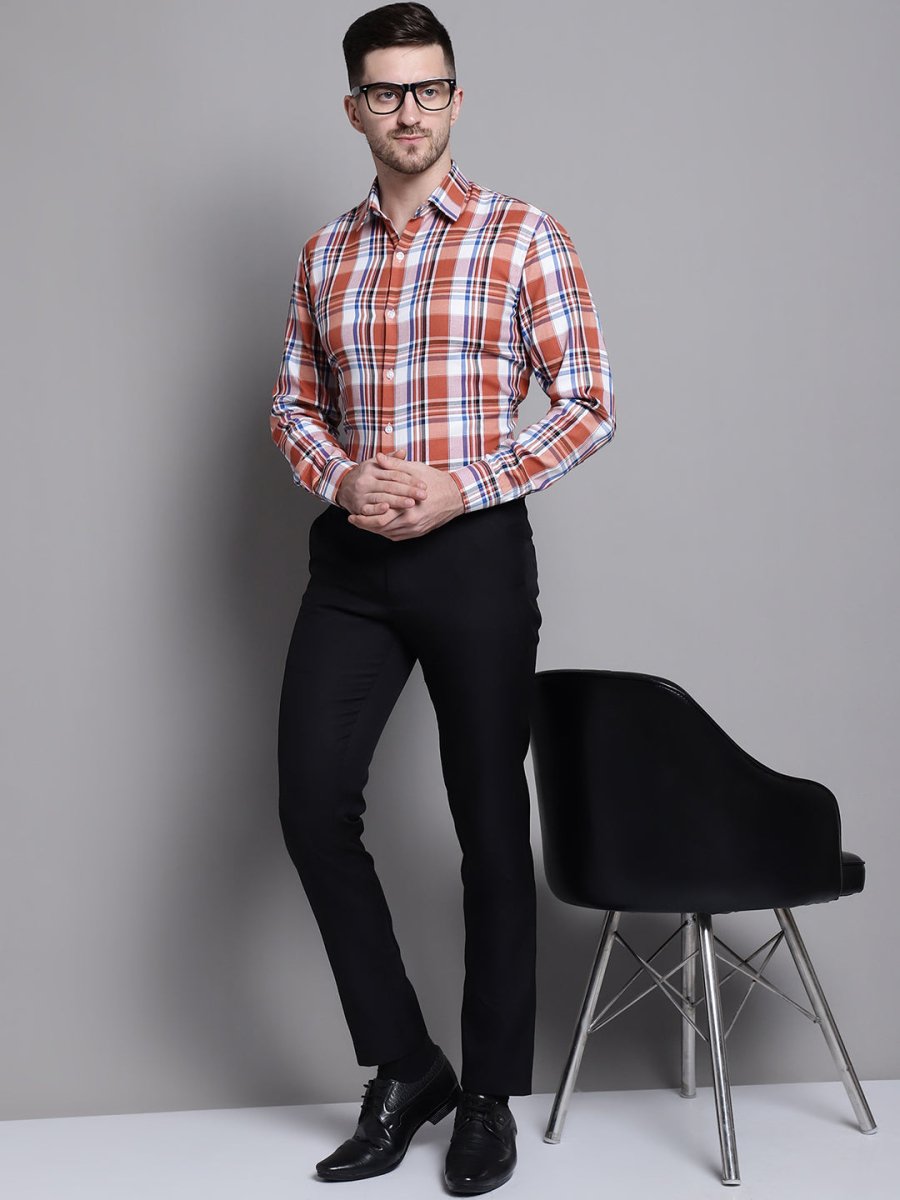 Men's Classic Checks Formal Shirt - SF_892Brown_S