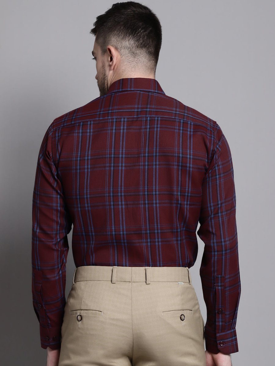 Men's Classic Checks Formal Shirt - SF_892Maroon_S