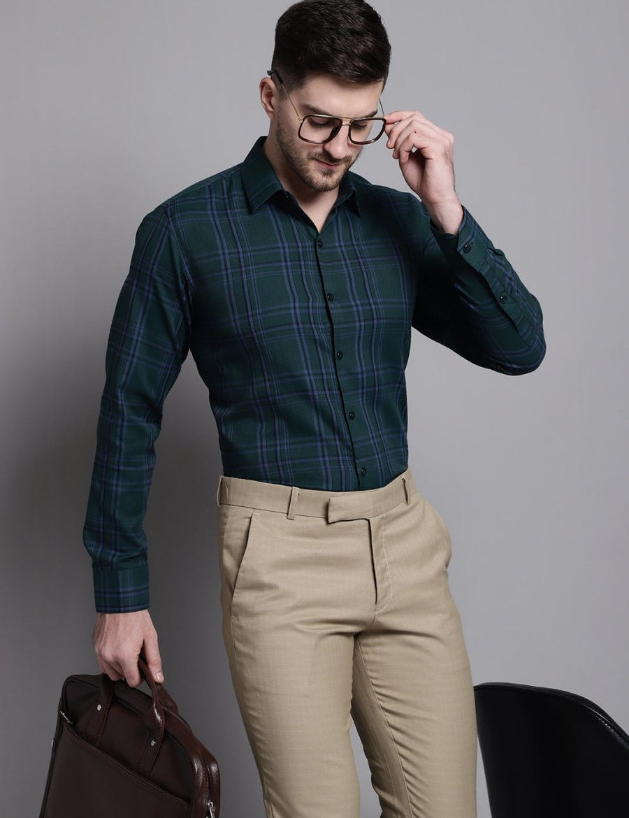 Men's Classic Checks Formal Shirt - SF_892Green_S