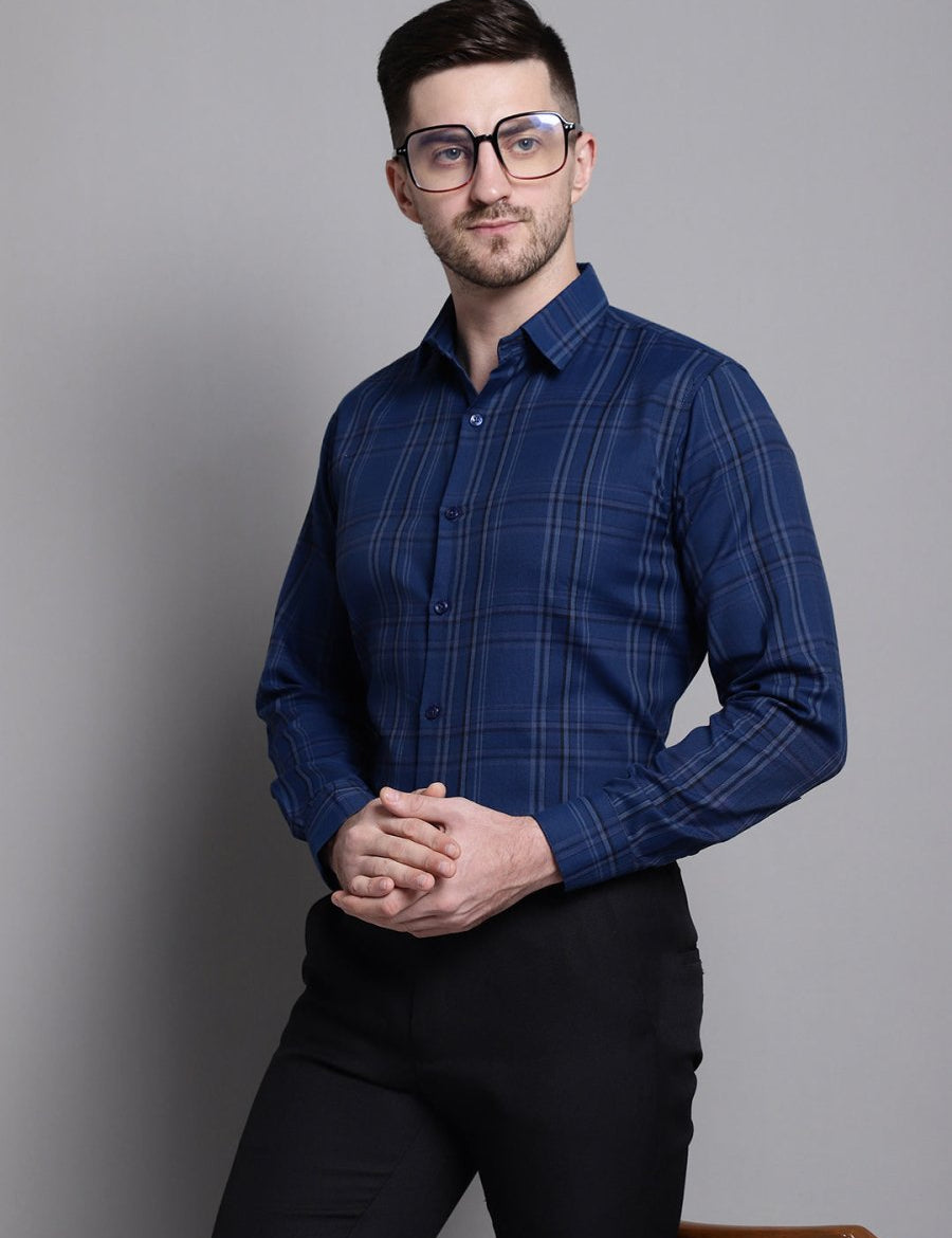 Men's Classic Checks Formal Shirt - SF_892Blue_S
