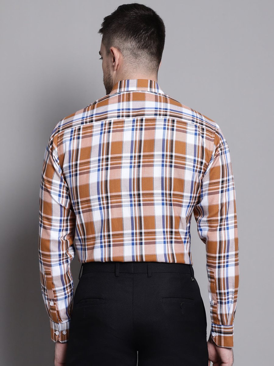 Men's Classic Checks Formal Shirt - SF_892Orange_S