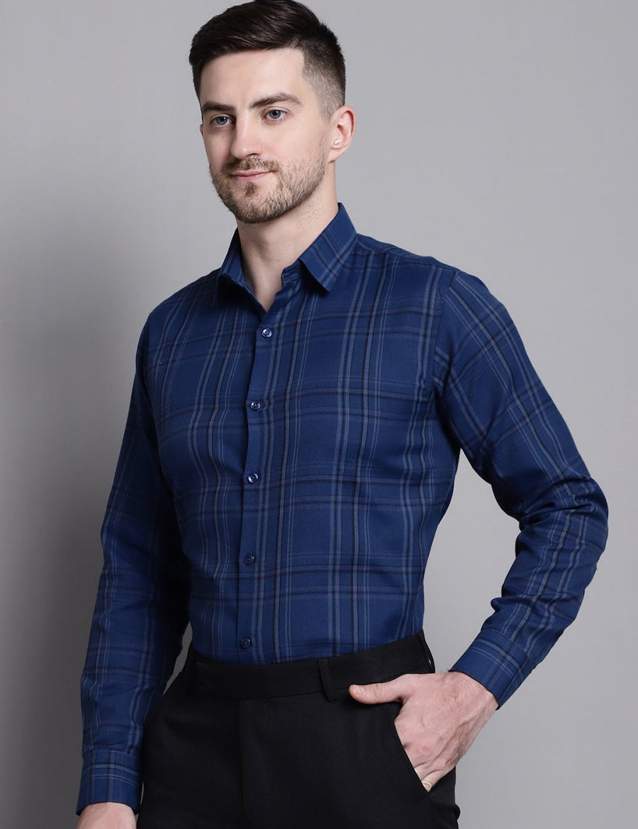 Men's Classic Checks Formal Shirt - SF_892Blue_S