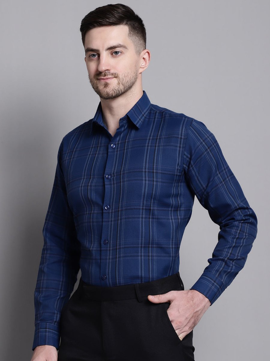 Men's Classic Checks Formal Shirt - SF_892Blue_S