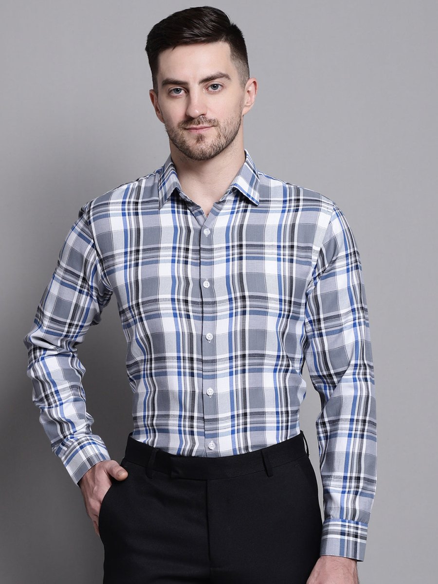 Men's Classic Checks Formal Shirt - SF_892Grey_S