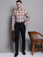 Men's Classic Checks Formal Shirt - SF_892Orange_S