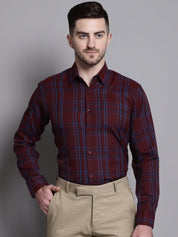 Men's Classic Checks Formal Shirt - SF_892Maroon_S