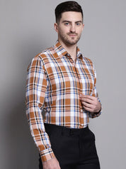 Men's Classic Checks Formal Shirt - SF_892Orange_S