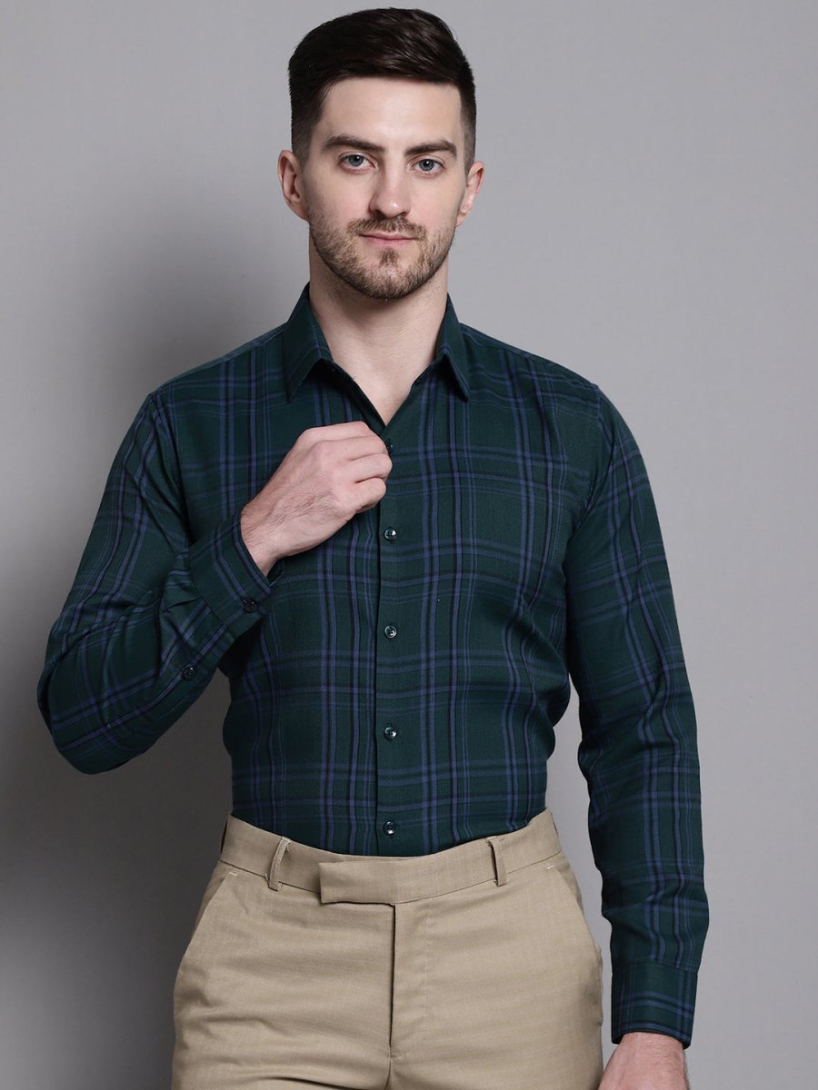 Men's Classic Checks Formal Shirt - SF_892Green_S