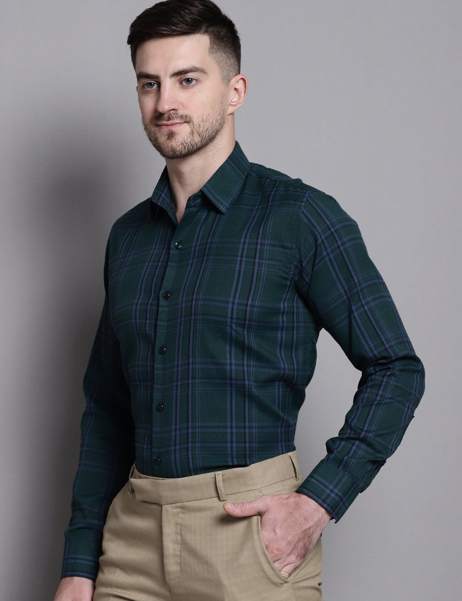 Men's Classic Checks Formal Shirt - SF_892Green_S
