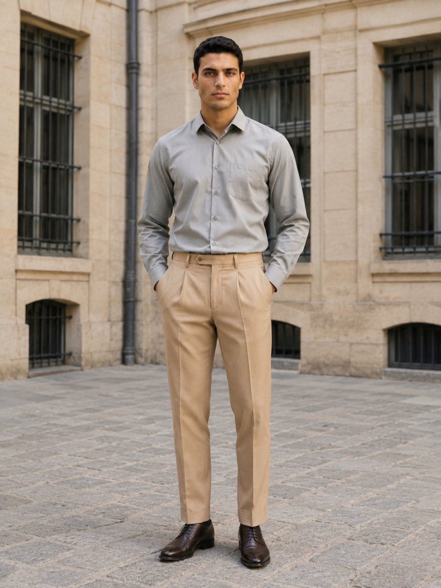 Men’s Classic Solid Casual Wear Shirt - INSH_037Light-Grey_M