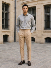 Men’s Classic Solid Casual Wear Shirt - INSH_037Light-Grey_M
