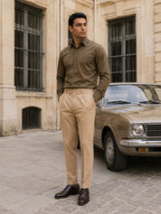 Men’s Classic Solid Casual Wear Shirt - INSH_037Brown_M