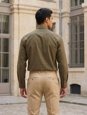 Men’s Classic Solid Formal Wear Shirt - INSH_037Brown_M