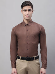 Men's Coffee Brown Cotton Solid Formal Shirt - SF_873Coffee_S