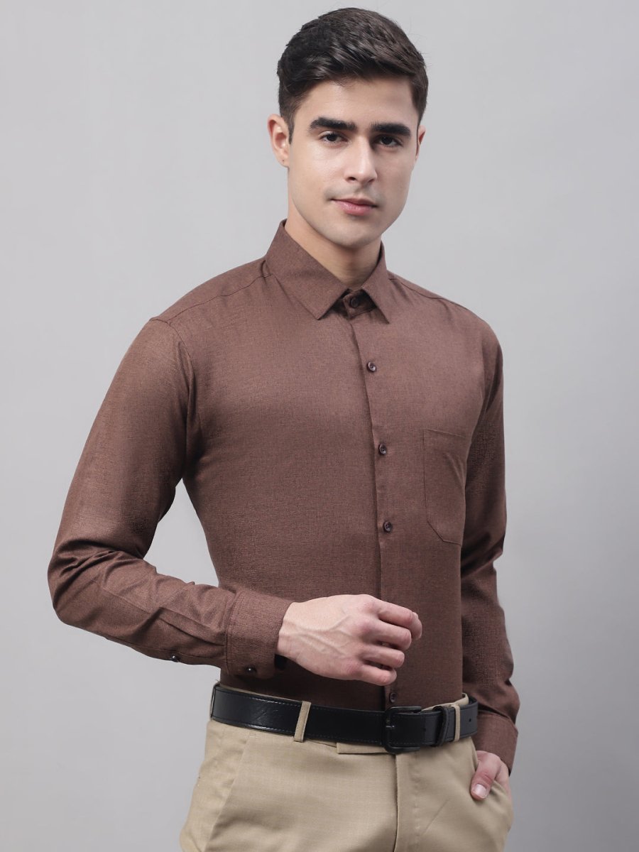 Men's Coffee Brown Cotton Solid Formal Shirt - SF_873Coffee_S