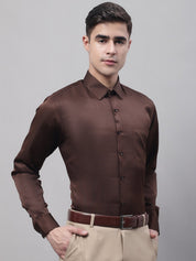 Men's Coffee Dobby Textured Formal Shirt - SF_871Coffee_S