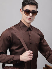 Men's Coffee Dobby Textured Formal Shirt - SF_871Coffee_S