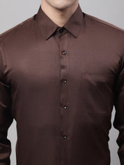 Men's Coffee Dobby Textured Formal Shirt - SF_871Coffee_S