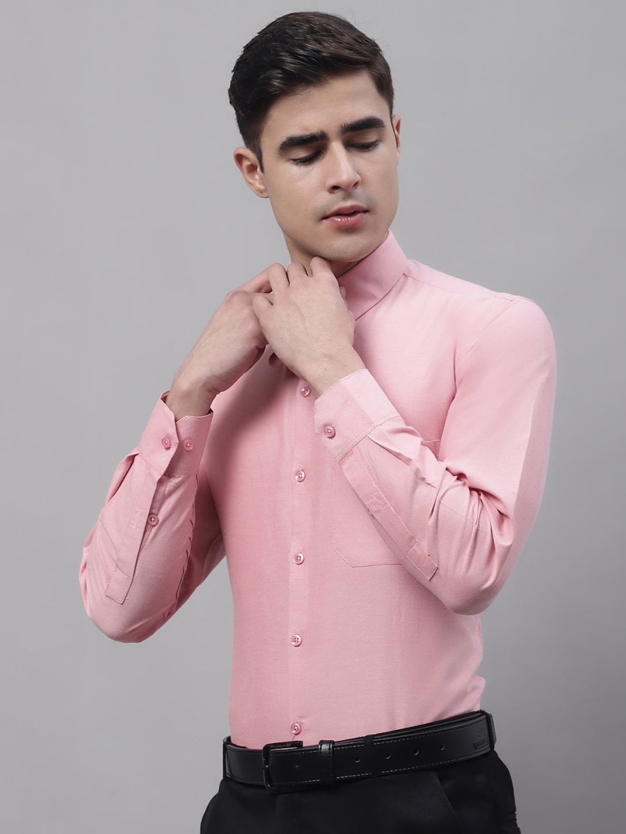 Men's Coral Cotton Solid Formal Shirt - SF_875Coral_S