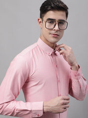 Men's Coral Cotton Solid Formal Shirt - SF_875Coral_S