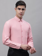 Men's Coral Cotton Solid Formal Shirt - SF_875Coral_S