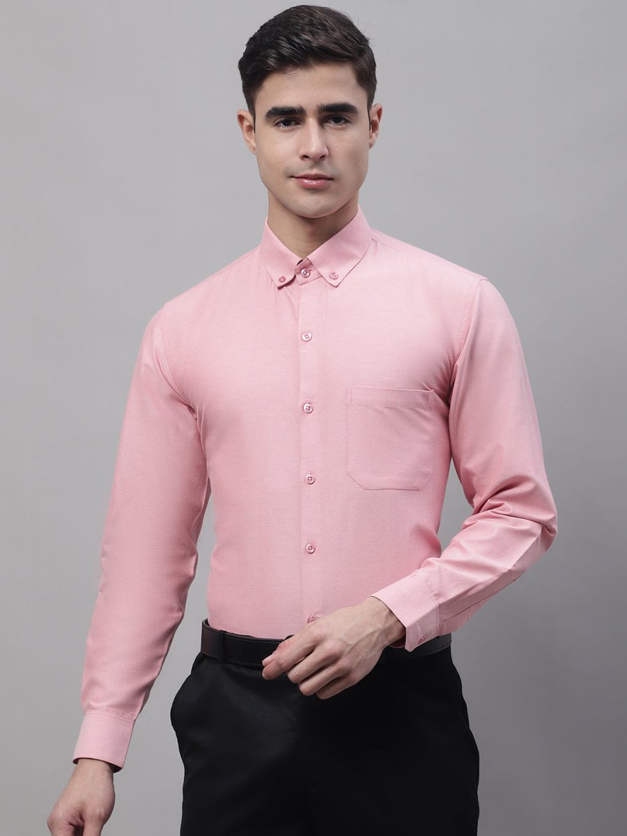 Men's Coral Cotton Solid Formal Shirt - SF_875Coral_S